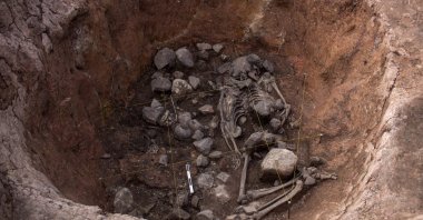 A 3,000-year-old tomb, which archaeologists of the Pacopampa Archaeological Project believe might have honored an elite religious leader in the Andean country some three millennia ago, in Pacopampa, Peru, Aug. 25, 2023. (Reuters Photo)
