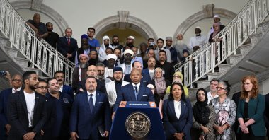New York Mayor Eric Adams speaks to reporters at a news conference in New York City, Aug. 29, 2023. (AA Photo)