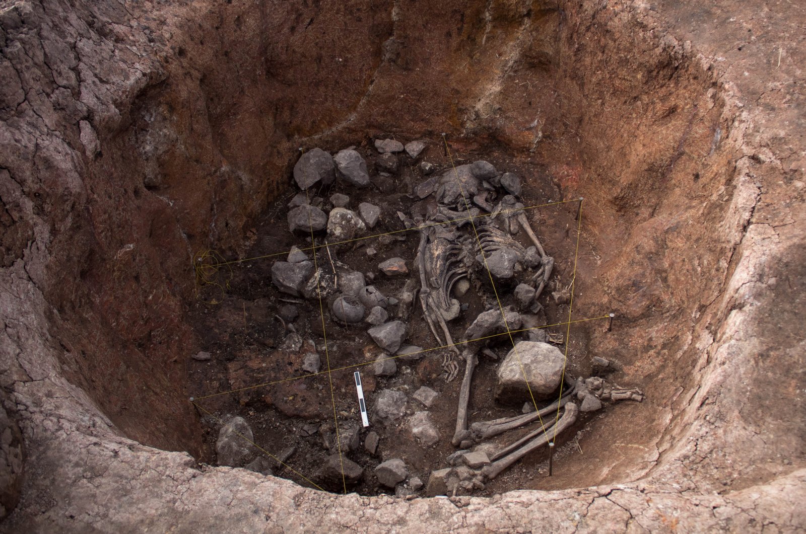 A 3,000-year-old tomb, which archaeologists of the Pacopampa Archaeological Project believe might have honored an elite religious leader in the Andean country some three millennia ago, in Pacopampa, Peru, Aug. 25, 2023. (Reuters Photo)