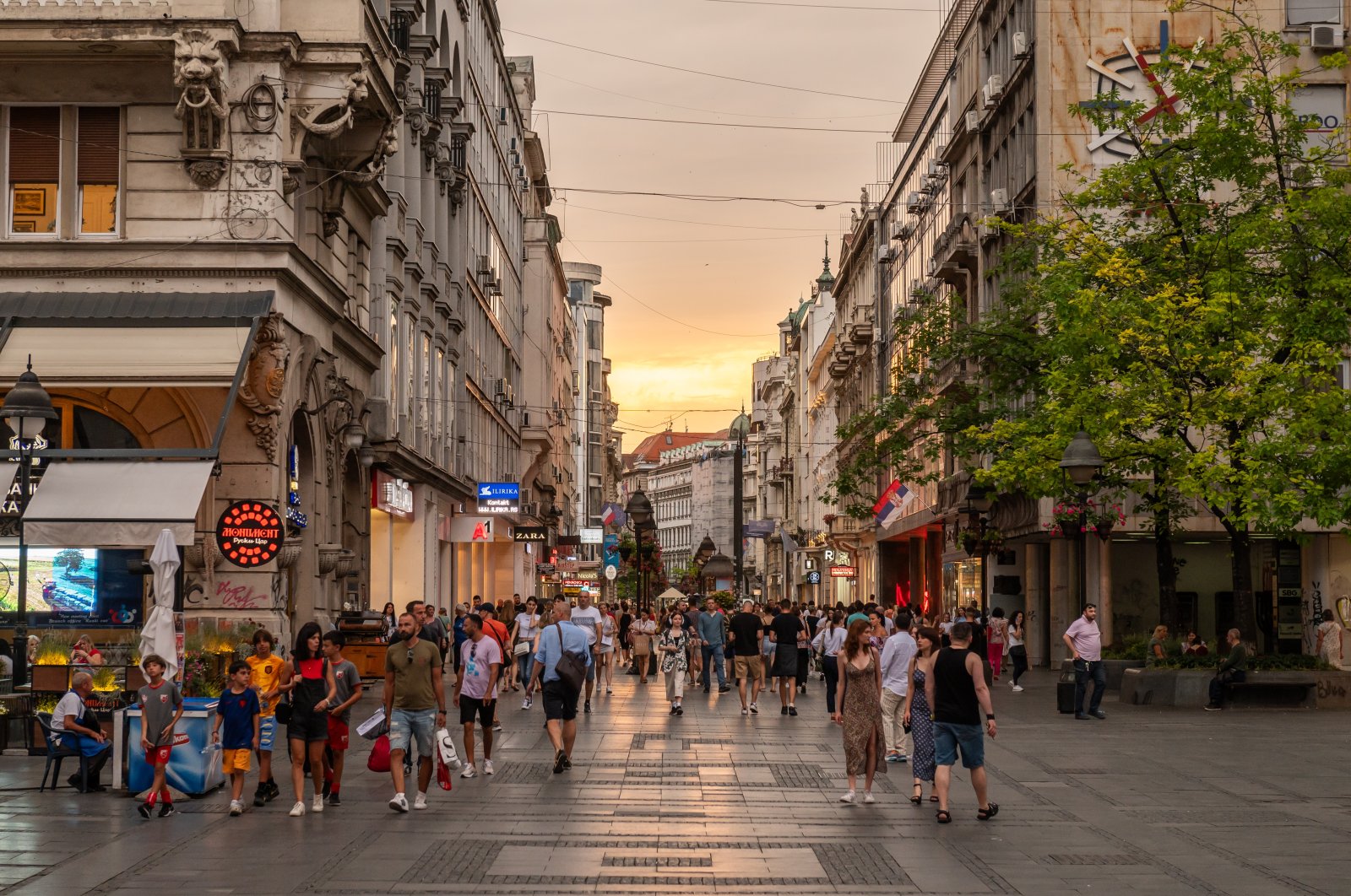 People walk through the Knez Mihailova shopping street in the center of Belgrade, Serbia, July 5, 2023. (Reuters Photo)