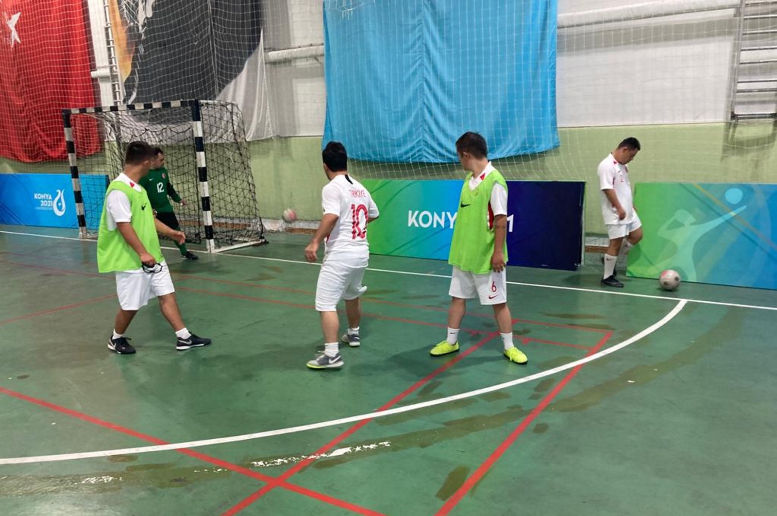 Turkish futsal players with Down syndrome train ahead of the European Championships in Italy, Istanbul, Türkiye, Aug. 17, 2023. (AA Photo)