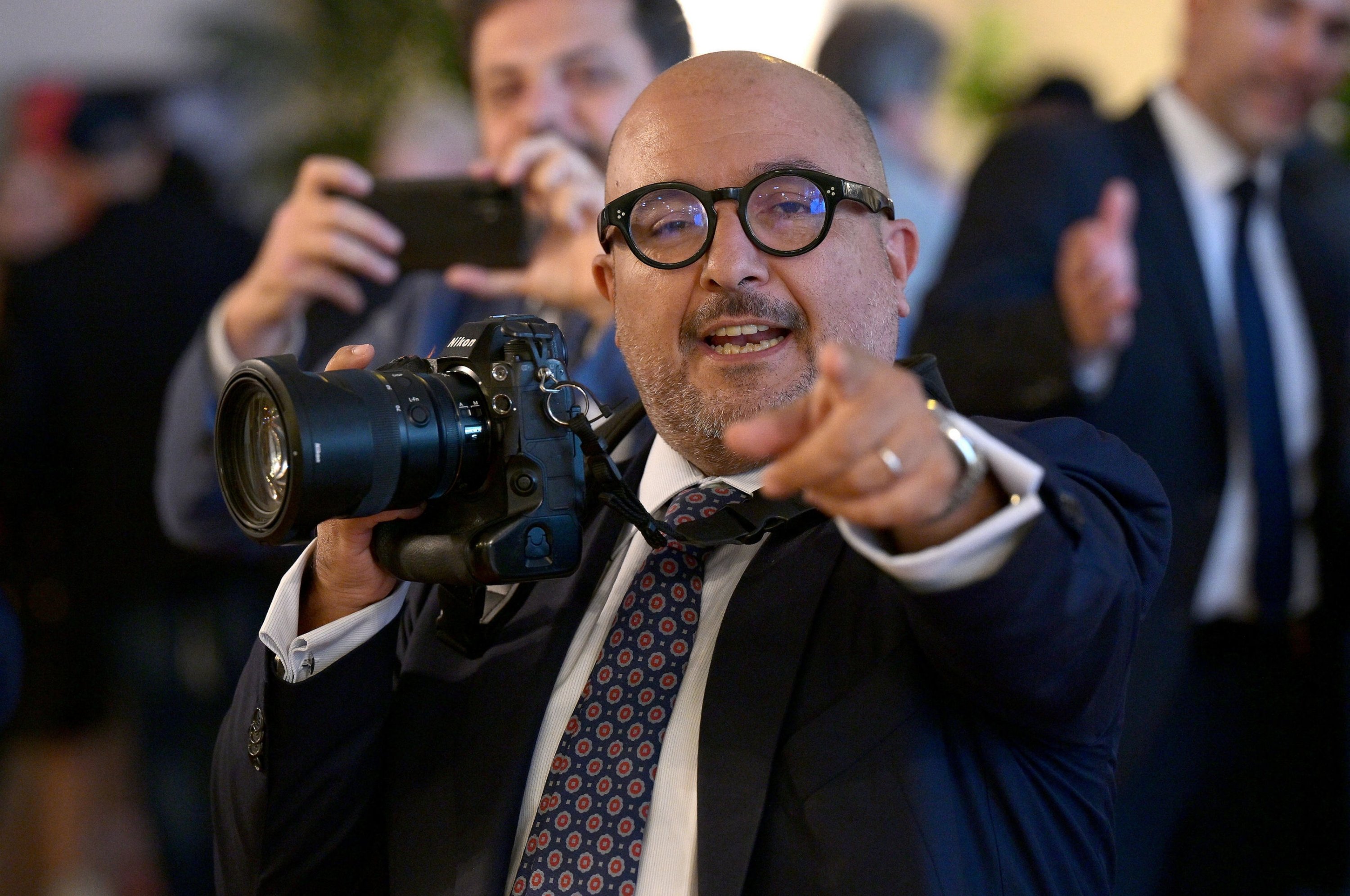 Italian Culture Minister Gennaro Sangiuliano arrives at Lido Beach for the 80th annual Venice International Film Festival, in Venice, Italy, Aug. 29, 2023. (EPA Photo)