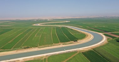 An aerial view of the Mardin-Ceylanpınar canal in southern Türkiye, Aug. 30, 2023. (AA Photo)