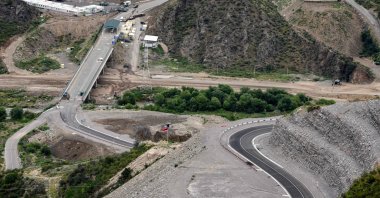 A view shows an Azerbaijani checkpoint at the entry of the Lachin corridor, in Karabakh, Azerbaijan, July 30, 2023. (AFP Photo)
