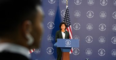 U.S. Secretary of Commerce Gina Raimondo attends a news conference at the Boeing Shanghai Aviation Services near the Shanghai Pudong International Airport, Shanghai, China, Aug. 30, 2023. (Reuters Photo)