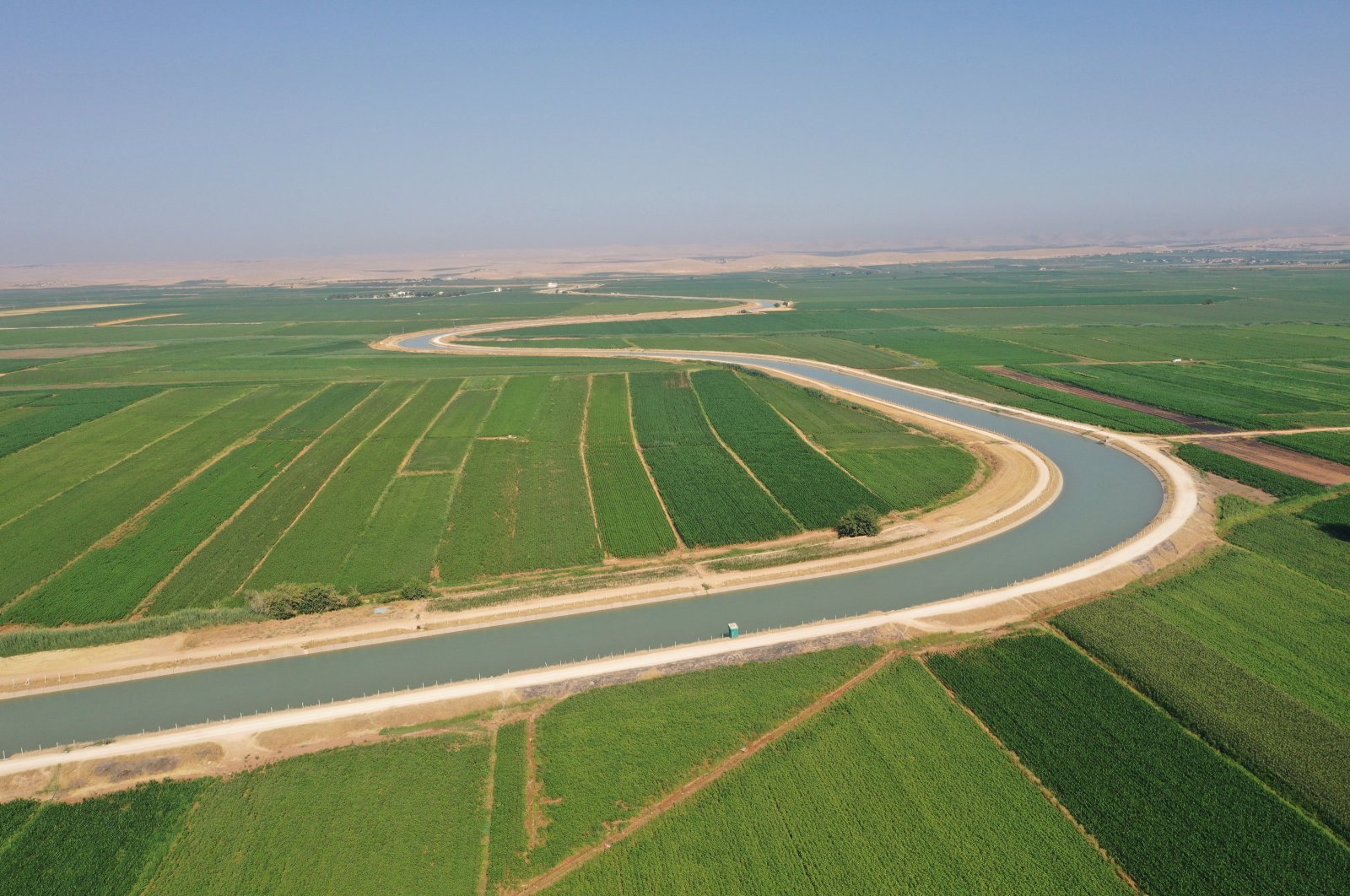 An aerial view of the Mardin-Ceylanpınar canal in southern Türkiye, Aug. 30, 2023. (AA Photo)