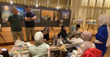 Seventy-five artists from Türkiye and diverse Arab nations come together at Turkish-Arab Art Forum, Istanbul, Türkiye. (Photo by Mohamad Alhoussain)