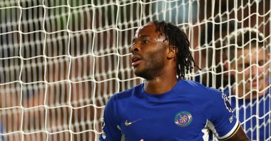 Chelsea's Raheem Sterling celebrates scoring their first goal against Luton Town at the Stamford Bridge, London, U.K., Aug. 25, 2023. (Reuters Photo)