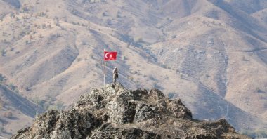 This photo showing a Turkish soldier on duty was shared by the Interior Ministry with the announcement of the surrender of more terrorist members, Aug. 31, 2023 (DHA Photo)