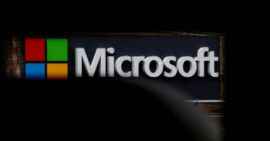 A view shows a Microsoft logo at Microsoft offices in Issy-les-Moulineaux near Paris, France, Jan. 25, 2023. (Reuters Photo)
