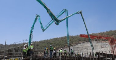 The construction works on the foundation floor of the fourth unit of Akkuyu Nuclear Power Plant, Mersin, southern Türkiye, Aug. 8, 2023. (DHA Photo)