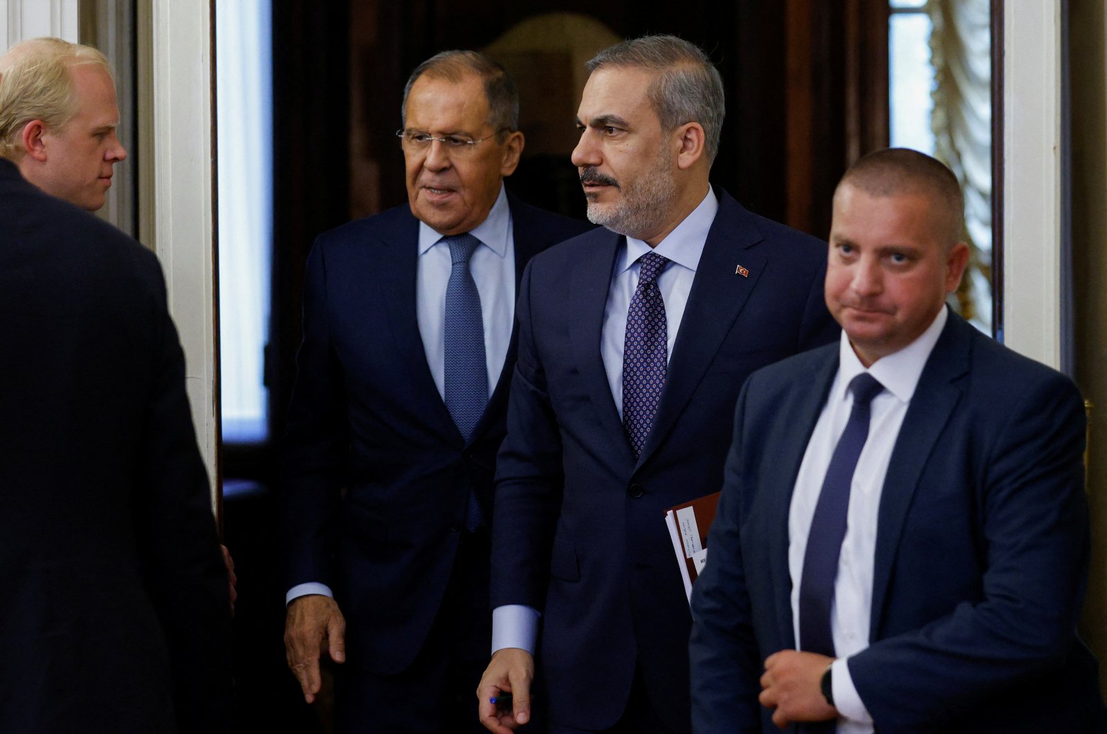 Russian Foreign Minister Sergei Lavrov meets Turkish Foreign Minister Hakan Fidan in Moscow, Russia, on Aug. 31, 2023. (Reuters Photo)