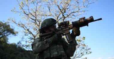 This handout photo from the Turkish Defense Ministry shows a Turkish soldier partaking in a counterterrorism operation in eastern Türkiye on an unnamed date. (IHA Photo)