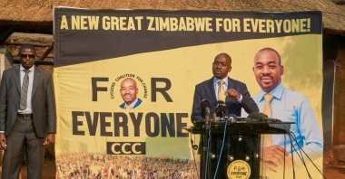 Citizens Coalition for Change (CCC) leader Nelson Chamisa speaks during a press conference, Harare, Zimbabwe, Aug. 27, 2023. (EPA Photo)