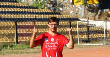 Turkish athlete with Down syndrome Emirhan Akçakoca trains ahead of the European Championships, Aug. 29, 2023. (AA Photo)