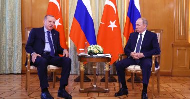 President Recep Tayyip Erdoğan (L) meets with Russian President Vladimir Putin in Sochi, Russia, Aug. 5, 2022. (EPA Photo) 