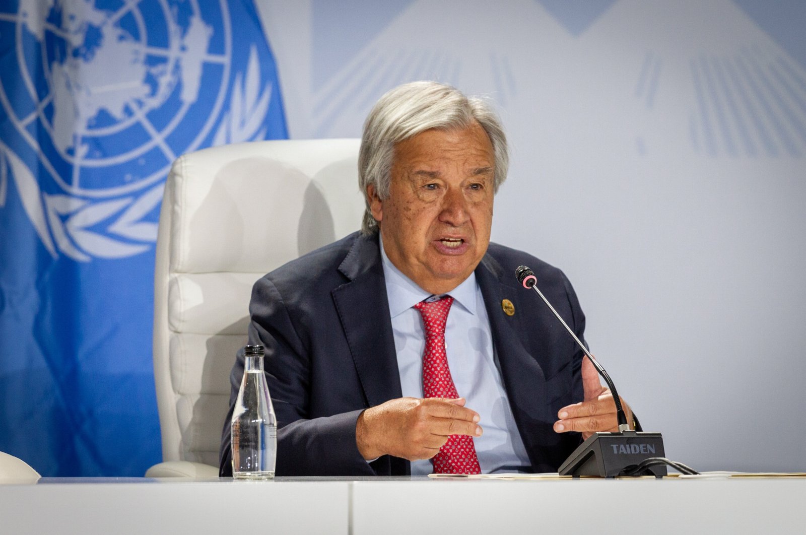 The Secretary-General of the United Nations, Antonio Guterres speaks at the 15th BRICS Summit, Johannesburg, South Africa, Aug. 24, 2023. (EPA Photo)