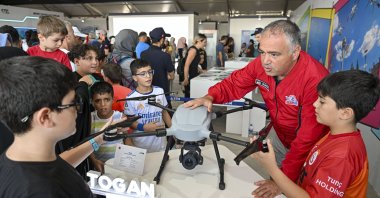 Togan, multi-rotor unmanned aerial system (UAS) for tactical surveillance and reconnaissance is seen on display during Teknofest, Ankara, Türkiye, Aug. 28, 2023. (AA Photo)
