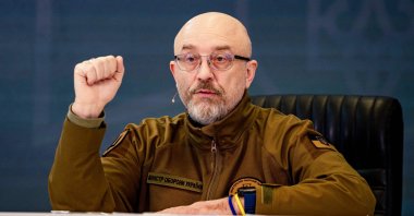 Ukrainian Defense Minister Oleksii Reznikov speaks during a press conference in Kyiv, Ukraine, Feb. 5, 2023. (AFP Photo)