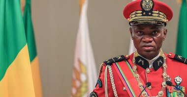 Gabon&#039;s interim leader Gen. Brice Oligui Nguema speaks in Libreville, Gabon, Sept. 4, 2023. (AFP Photo)