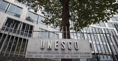  The United Nations Educational Scientific and Cultural Organization logo is pictured on the entrance at UNESCO's headquarters in Paris, Oct. 17, 2016. (AP File Photo)