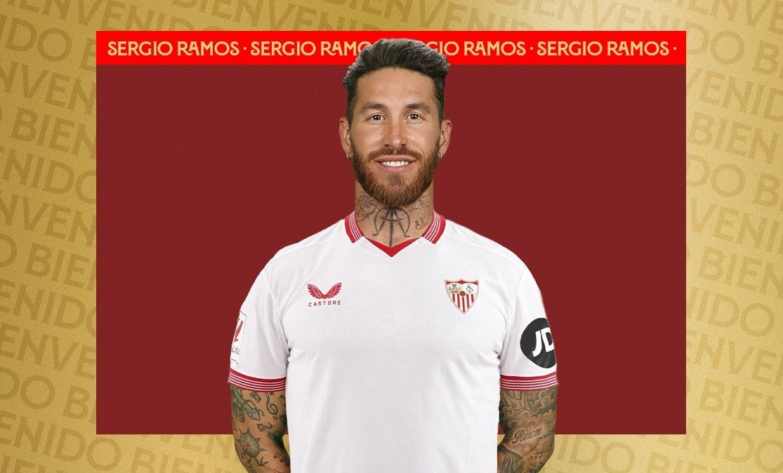 Sevilla&#039;s incoming signing Sergio Ramos in the club&#039;s welcoming photo, Seville, Spain, Sept. 4, 2023. (IHA Photo)