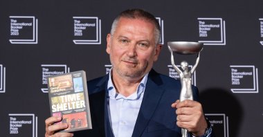 Author Georgi Gospodinov is announced as the winner of &quot;The International Booker Prize 2023&quot; at Sky Garden, London, U.K., May 23, 2023. (Getty Images Photo)