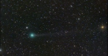 The comet Nishimura is pictured while sporting a green coma and a thin tail, June Lake, California, U.S., Aug. 21, 2023. (Photo courtesy of NASA)
