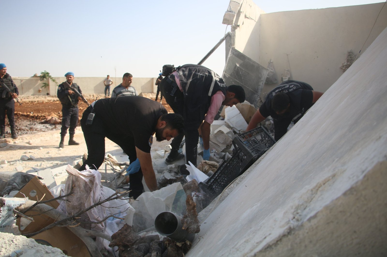 A damaged briquette house is seen after an attack by the PKK/YPG in Afrin, Syria, June 17, 2023. (AA Photo)