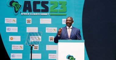Kenya's President William Ruto addresses delegates during the Africa Climate Summit (ACS) 2023 at the Kenyatta International Convention Centre (KICC) in Nairobi, Kenya, Sept. 5, 2023. (Reuters Photo)