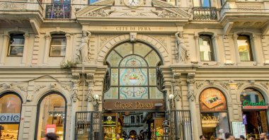 The courtyard of Çiçek Pasajı is lined with restaurants offering generally good food, Istanbul, Türkiye, June 8, 2018. (Shutterstock Photo)