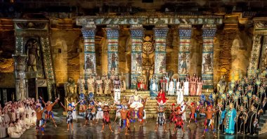 The 30th International Aspendos Opera and Ballet Festival, organized by the State Opera and Ballet General Directorate, began this year with the opera &quot;Aida&quot; at the historic ancient theater, Antalya, Türkiye, Sept. 5, 2023. (DHA Photo)