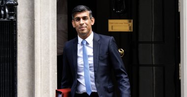 British PM Rishi Sunak prepares to depart his official residence to attend the Prime Minister's Questions (PMQs)  following the summer break, London, Britain, Sept. 6, 2023. (EPA Photo)