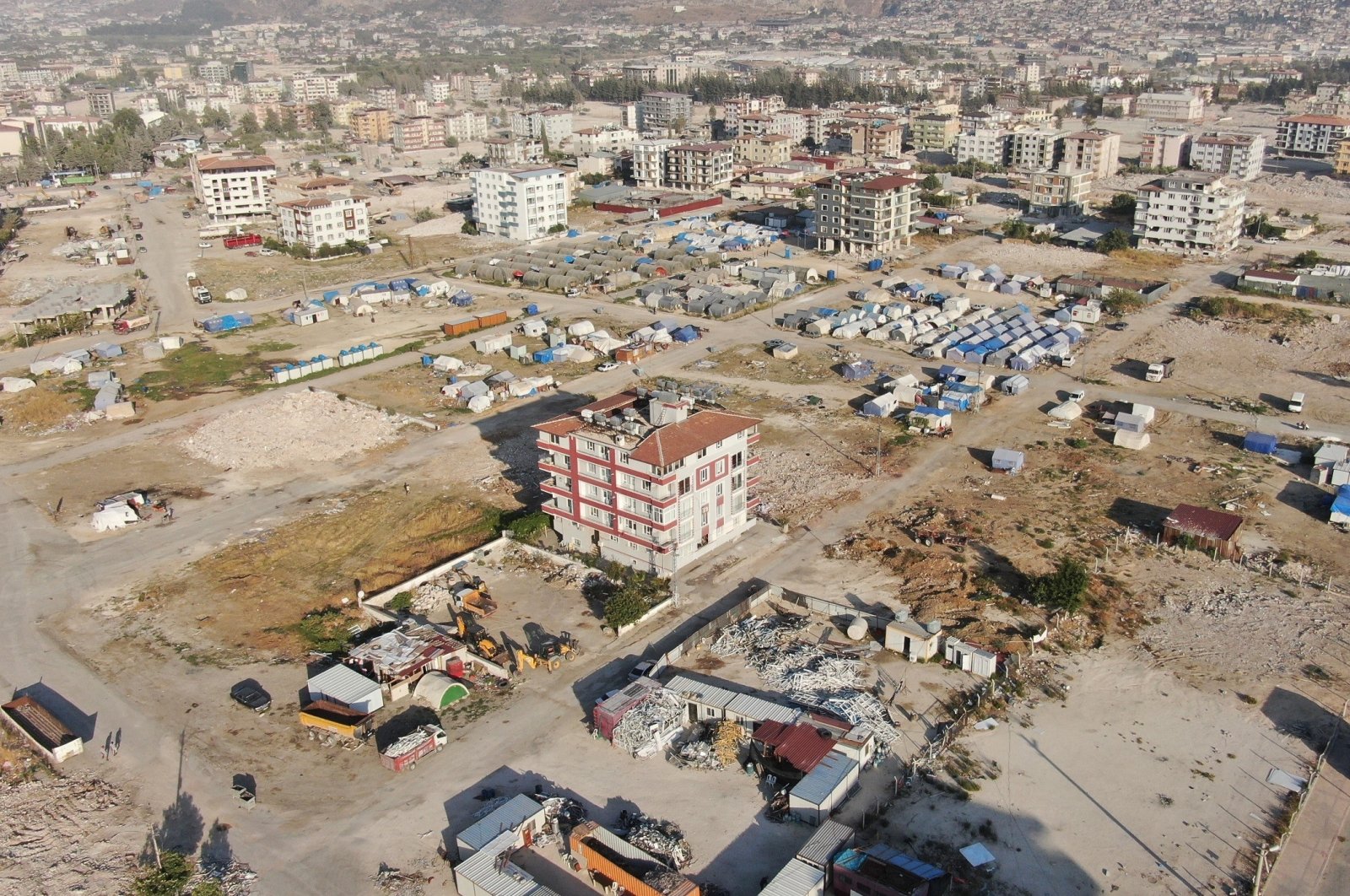 The debris removal process continues after the devastating earthquakes in Hatay, Türkiye, Sept. 6, 2023. (IHA Photo)