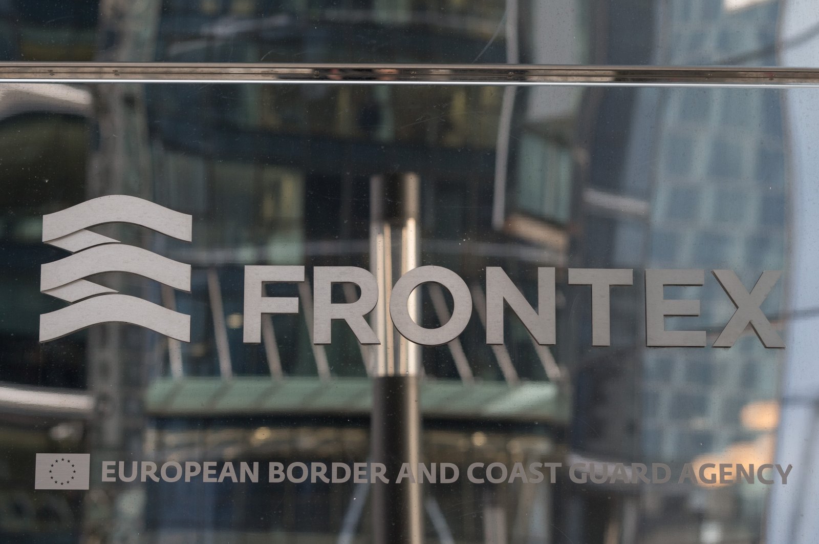 A Frontex logo at its headquarters in Warsaw, Poland, Nov. 21, 2017. (Getty Images)