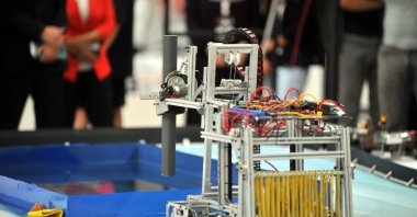 Robots on display at 15th International MEB Robot Competition, Bursa, Türkiye, Sept. 07, 2023. (DHA Photo)