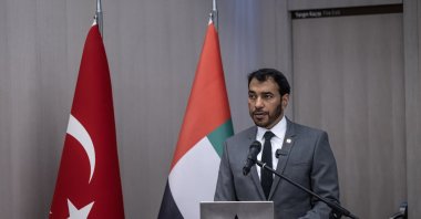 Ambassador of the United Arab Emirates to Ankara Saeed Thani Al Dhaheri delivers a speech in Istanbul, Türkiye, Sept. 7, 2023. (AA Photo)