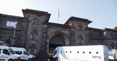 A general view of a Serco vehicle at Wandsworth prison, where Daniel Abed Khalife, a former soldier who is suspected of terrorism offenses, escaped, in London, Britain, Sept. 7, 2023. (Reuters Photo)