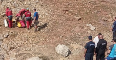 Rescue squads are seen near Morca Cave in the Anamur district of Mersin, Türkiye, Sept. 6, 2023. (IHA Photo)
