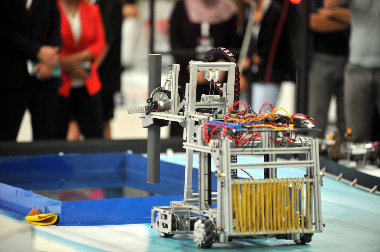 Robots on display at 15th International MEB Robot Competition, Bursa, Türkiye, Sept. 07, 2023. (DHA Photo)