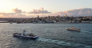 Passenger ferries sail along the Bosporus strait in Istanbul, Türkiye, Oct. 4, 2021. (Getty Images Photo)