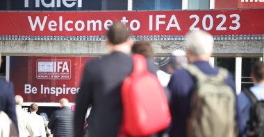 Visitors walk toward the entrance during the International Consumer Electronics Fair (IFA) in Berlin, Germany, Sept. 1, 2023. (EPA Photo)