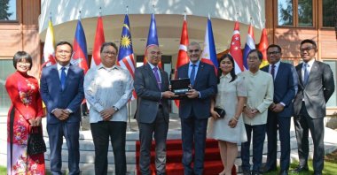 Shafiee Kassim, Ambassador of Brunei Darussalam to Türkiye and ASEAN Ankara Committee chairman and Burak Akçapar, Deputy Minister of Foreign Affairs and ASEAN Ankara Committee Ambassadors and Representatives are seen in Ankara, Türkiye, Sept. 8, 2023 (Courtesy of the Embassy)
