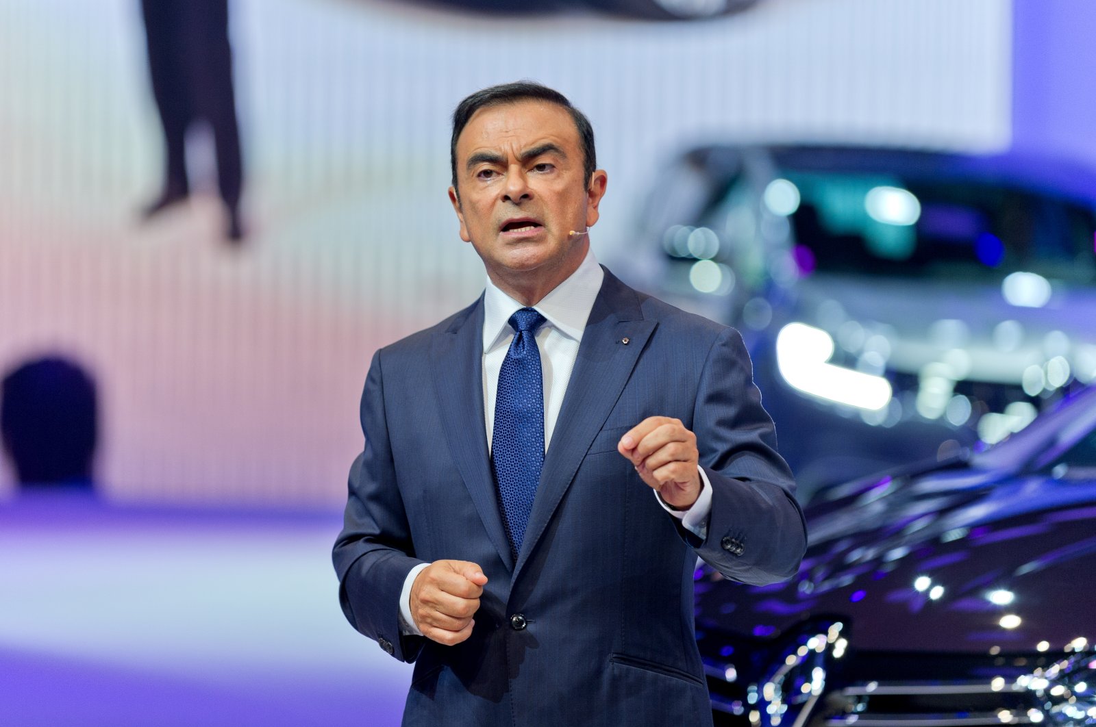 Then-Renault Nissan CEO Carlos Ghosn in a news conference for the new Renault Espace at the Paris motor show, France, Oct. 2, 2014. (Shutterstock File Photo)