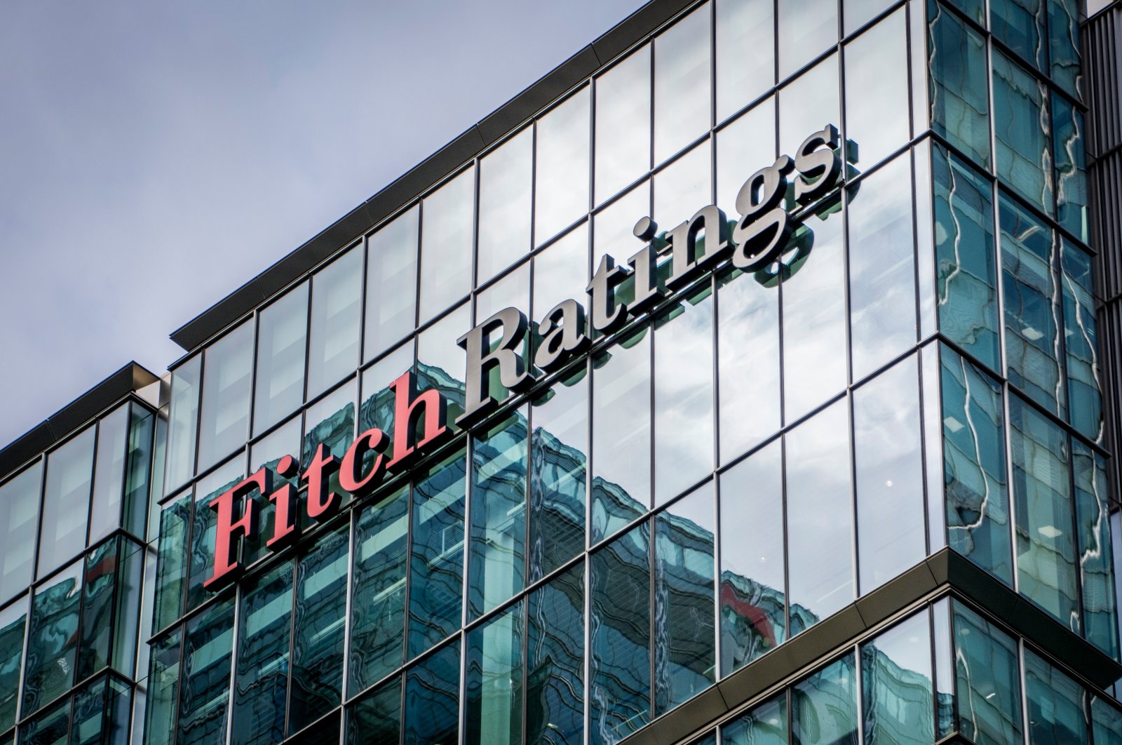 Fitch Ratings exterior logo in Canary Wharf, one of the &#039;big three&#039; credit ratings agencies, London, U.K., Oct. 2018. (Shutterstock File Photo)