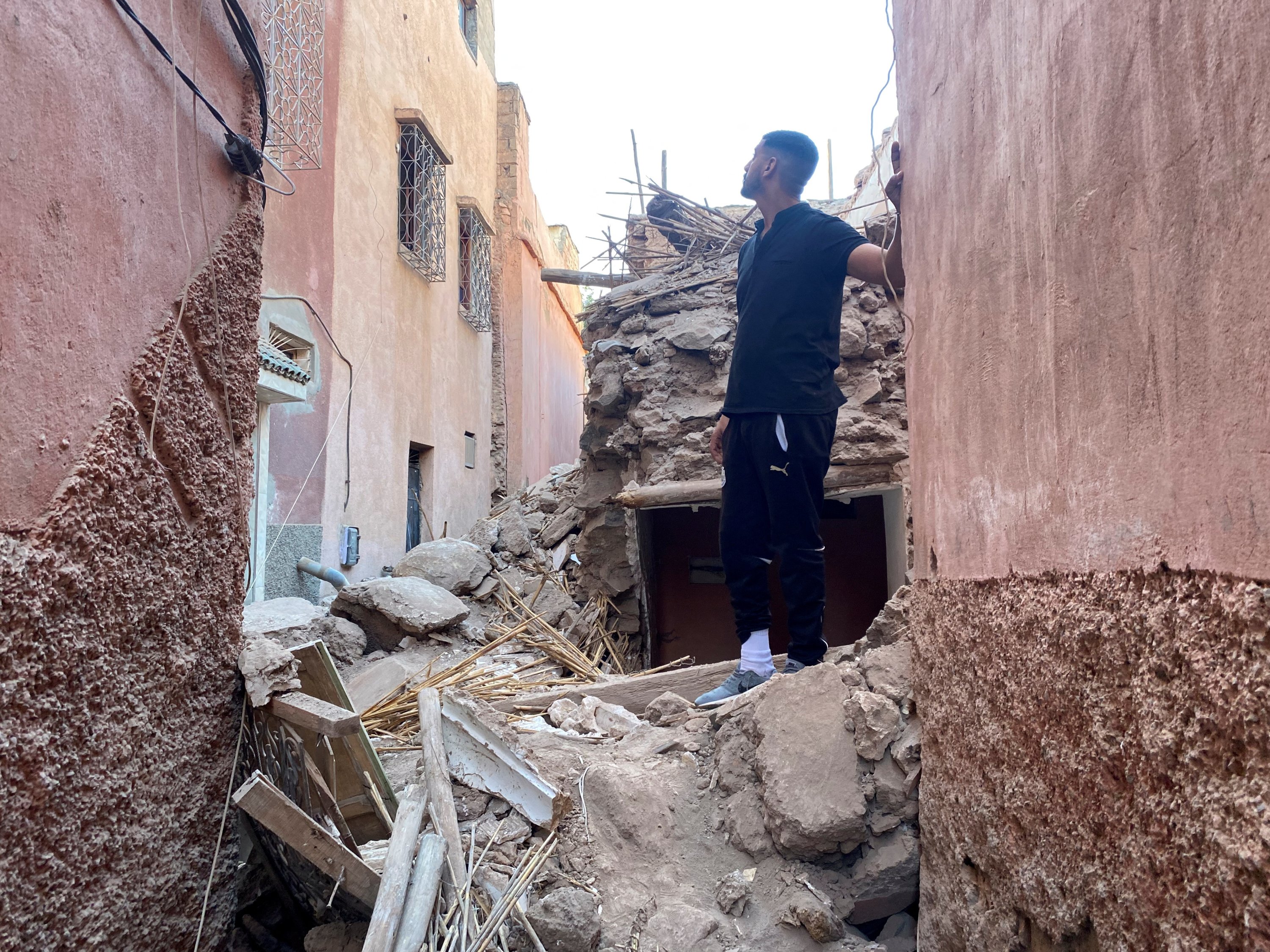 A man looks at damage in the historic city of Marrakech, Morocco, Sept. 9, 2023. (Reuters Photo)