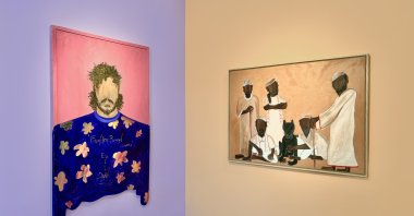 Artwork on display in Deniz Pelister&#039;s "Human Race" exhibition at Vision Art Platform, Istanbul, Türkiye, Sept. 8, 2023. (Courtesy of Vision Art Platform)