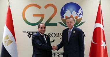 President Recep Tayyip Erdoğan and his Egyptian counterpart Abdel-Fattah el-Sissi met on the sidelines of the G-20 leaders summit in the Indian capital New Delhi, Sept. 10, 2023 (AA Photo)
