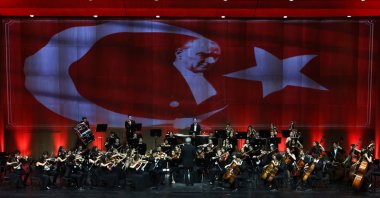 The Turkish National Youth Philharmonic Orchestra (TYPO) performs at Atatürk Cultural Center (AKM) in Istanbul, Türkiye, Sept. 9, 2023. (Photo courtesy of Sabancı Foundation)