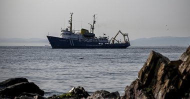Front view of the ship sailing through the Marmara Sea off the coast of Istanbul, Türkiye, Sept. 5, 2023. (AA Photo)